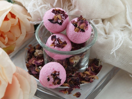 Rose Petal Bath Bombs - Natural & Moisturizing | Bohemian Garden Goddess
