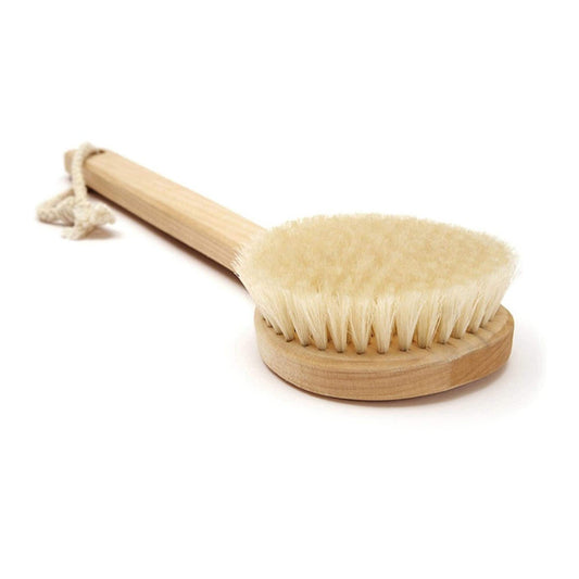 Natural bristle body brush, long handle